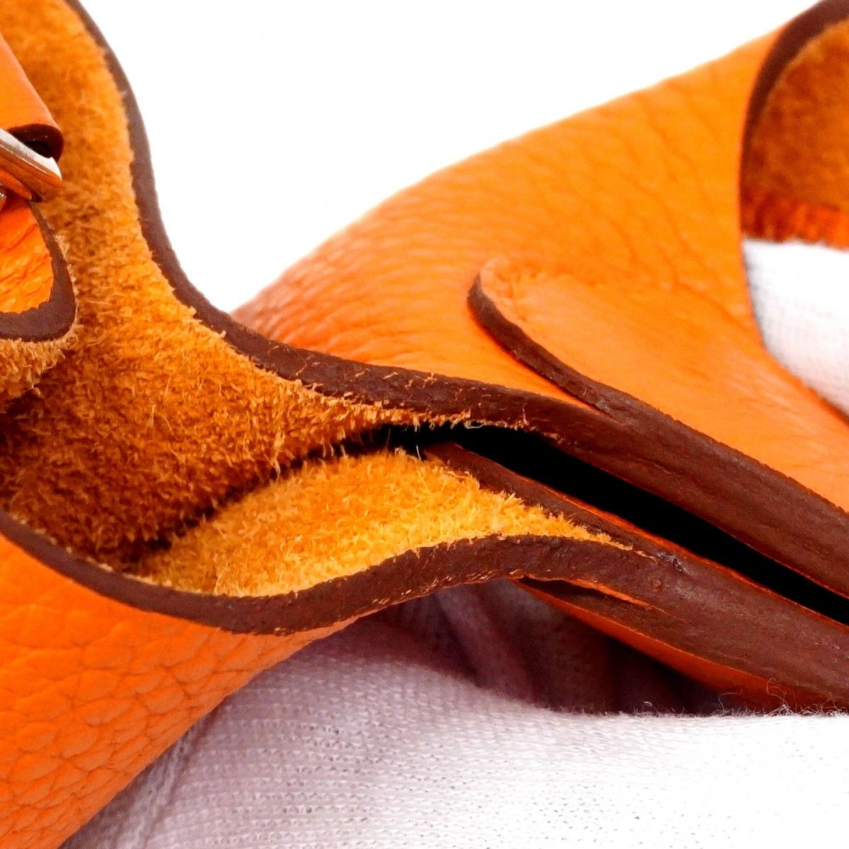 Hermes Handbag Picotin Lock GM Taurillon Clemence Orange Silver — view 6