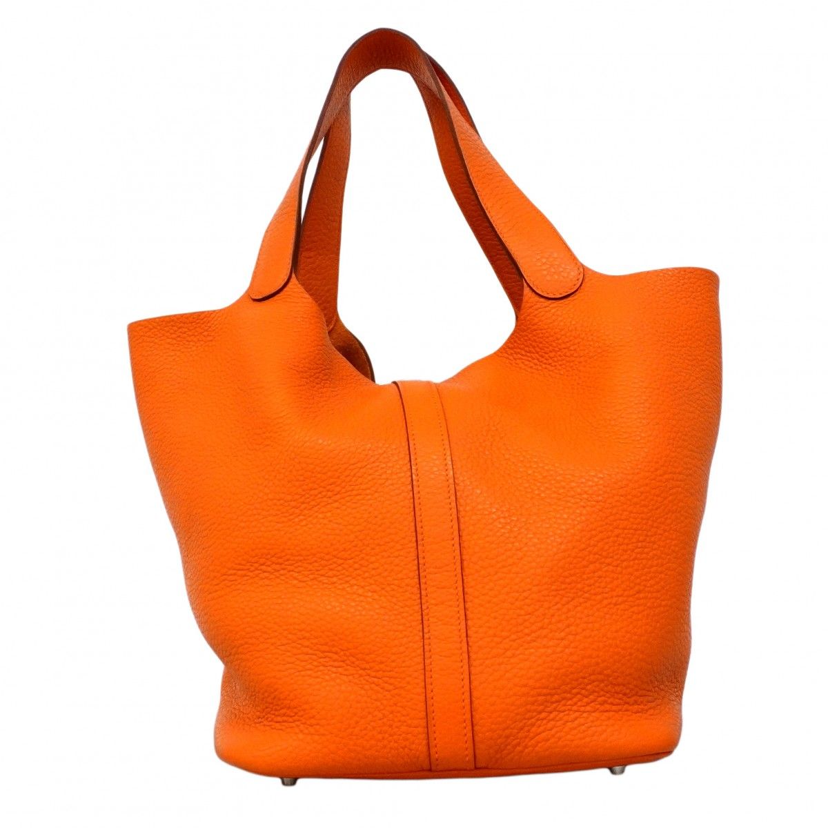 Hermes Handbag Picotin Lock GM Taurillon Clemence Orange Silver — view 8