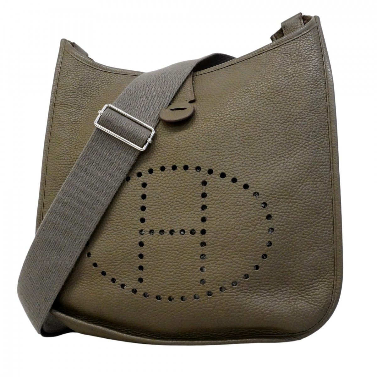 Hermes Shoulder Bag Evelyne Taurillon Clemence Etain Silver