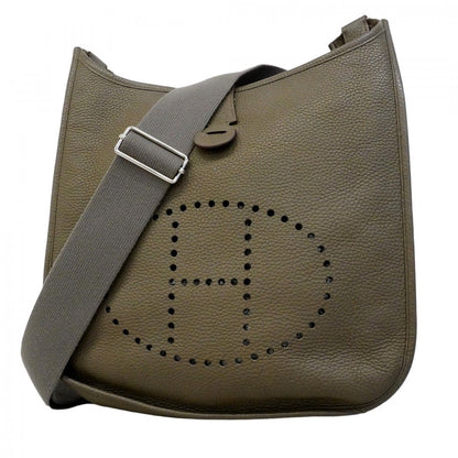 Hermes Shoulder Bag Evelyne Taurillon Clemence Etain Silver