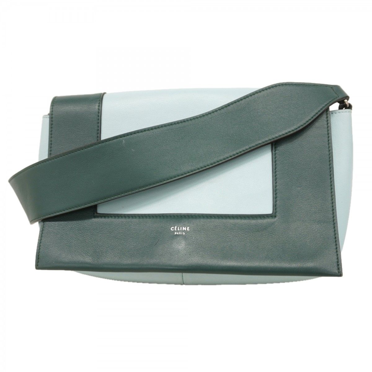 Celine Shoulder Bag Fullme Leather Green Light Blue Silver