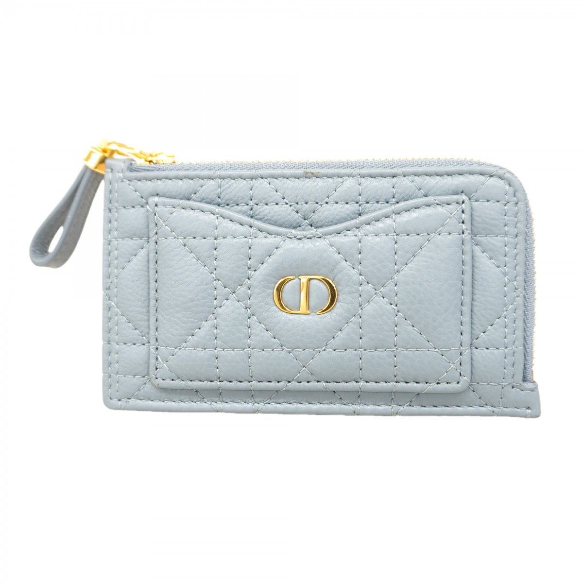 Dior Coin Case Cannage Leather Blue Gold
