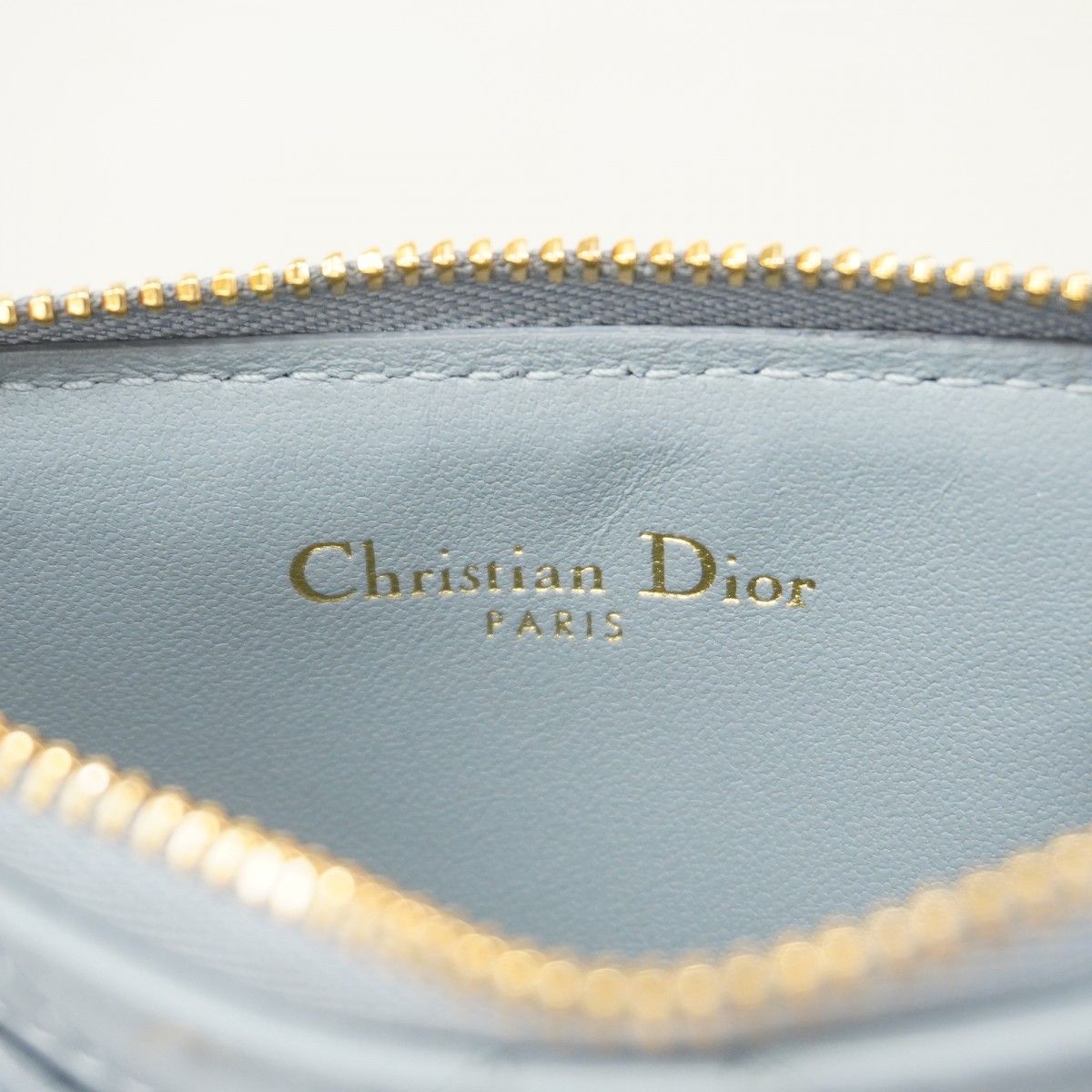 Dior Coin Case Cannage Leather Blue Gold — view 4