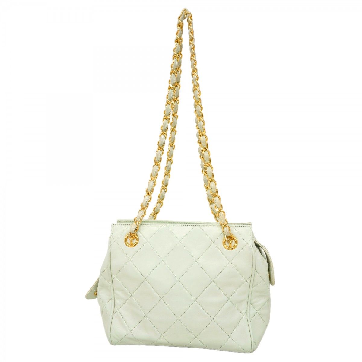 Chanel Shoulder Bag Quilted Lambskin Pale Green Gold