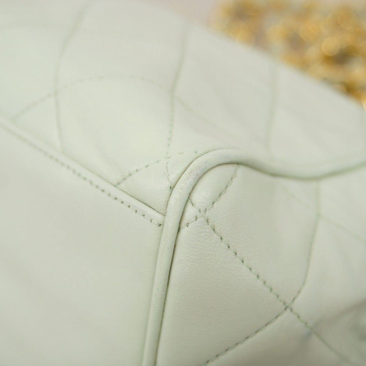 Chanel Shoulder Bag Quilted Lambskin Pale Green Gold — view 6