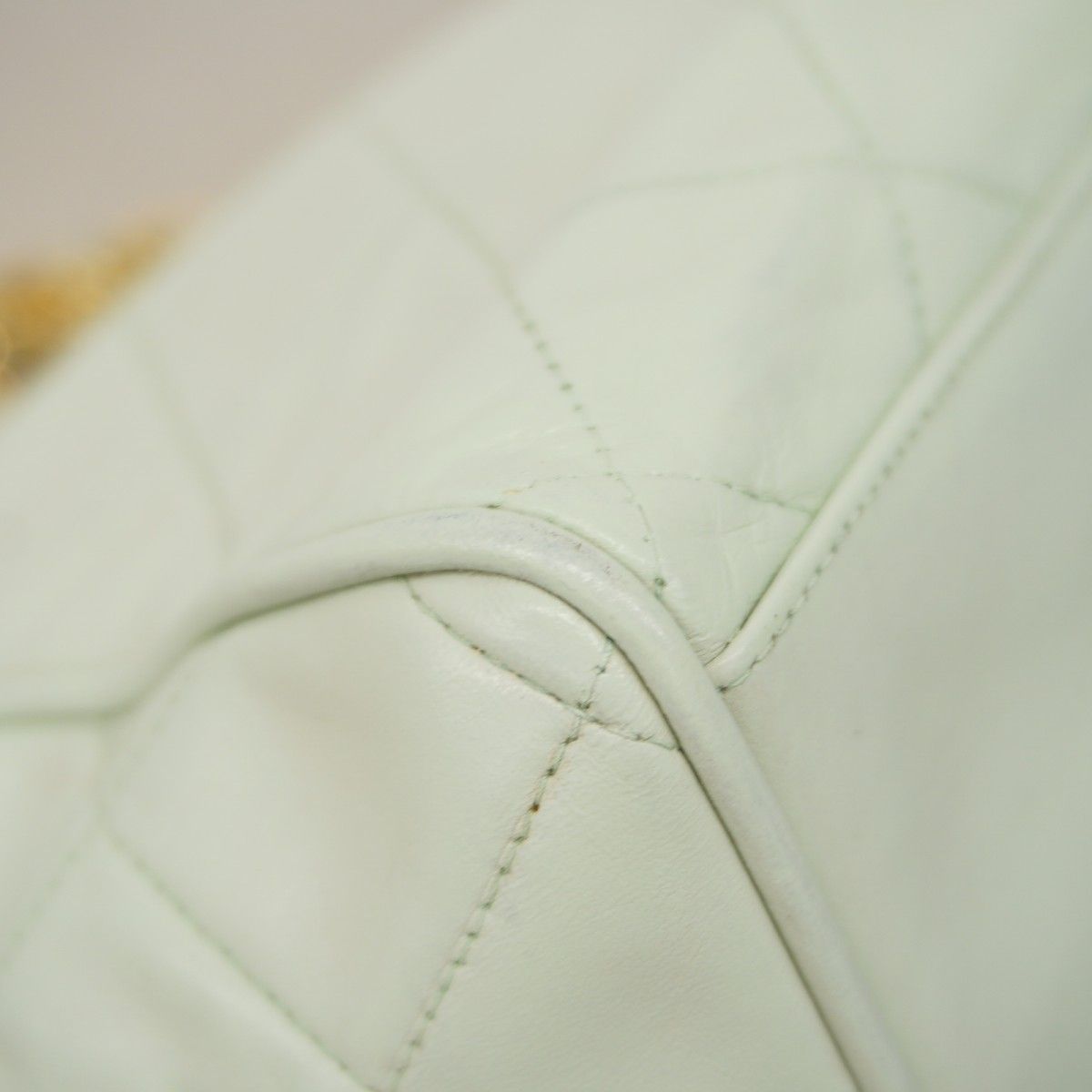 Chanel Shoulder Bag Quilted Lambskin Pale Green Gold — view 7