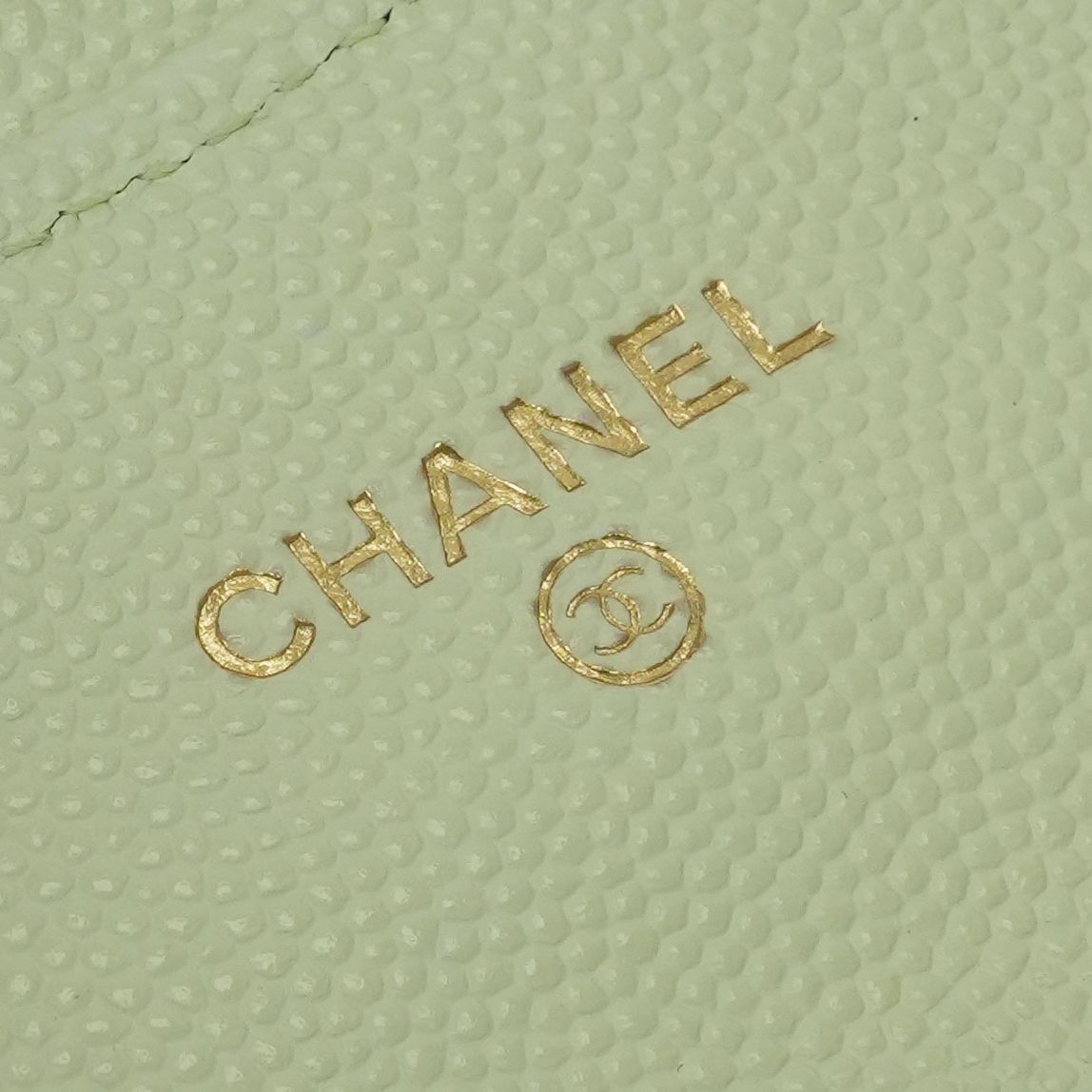 Chanel Quilted Wallet Bifold Mini Caviar Leather Mint Green Mintgreen Gold — view 8