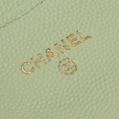 Chanel Quilted Wallet Bifold Mini Caviar Leather Mint Green Mintgreen Gold — view 8