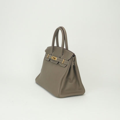 Hermes Birkin 30 Tote Swift Etoupe Gray Gold Handbag Veau — view 2