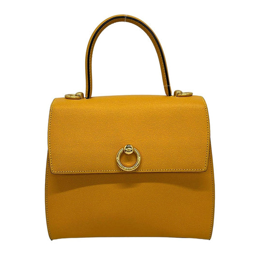 Celine Handbag Ganchini Yellow Leather