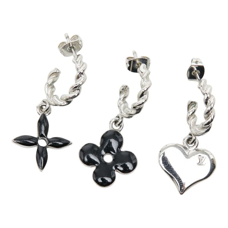 Louis Vuitton Boucle Dreille Sweet Monogram Earrings 3 Piece Set Silver Black — view 3