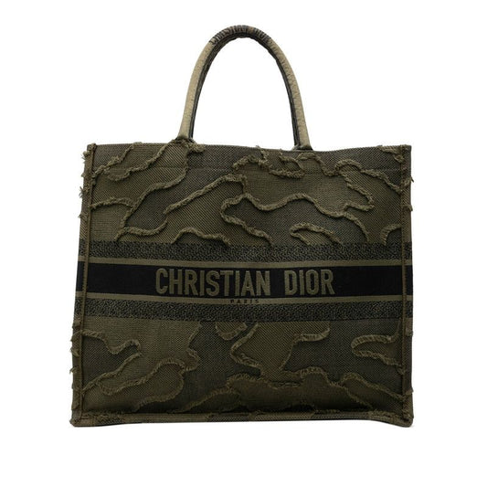 Dior Book Tote Large Handbag Khaki Canvas