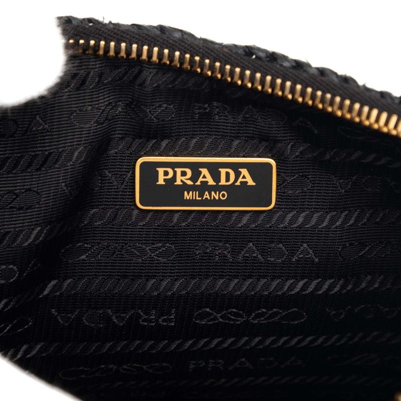 Prada Reedition Chain Shoulder Bag Black Raffia — view 5