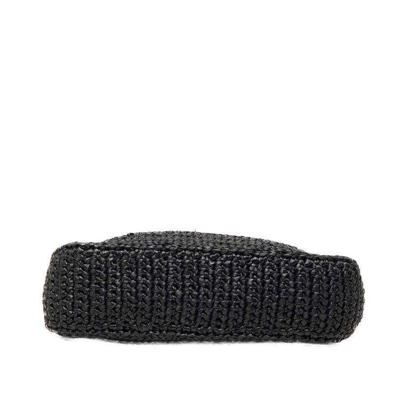 Prada Reedition Chain Shoulder Bag Black Raffia — view 3