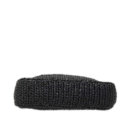 Prada Reedition Chain Shoulder Bag Black Raffia — view 3