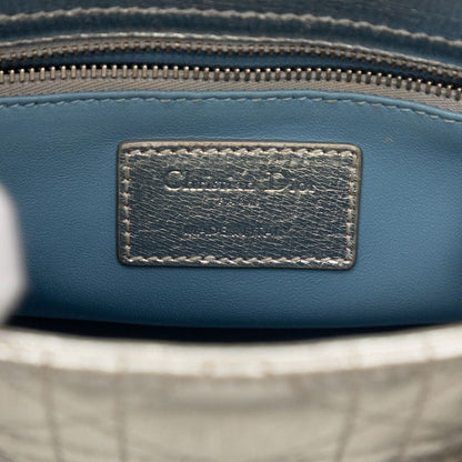 Dior Cannage Lady Dior 2-Way Shoulder Bag Silver Lambskin — view 5