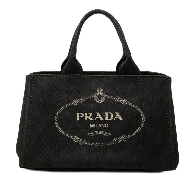 Prada Canapa Tote Black Canvas