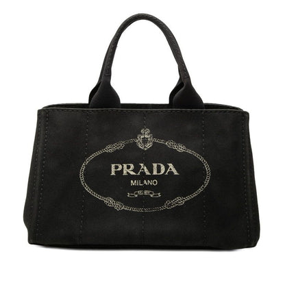 Prada Canapa Tote Black Canvas