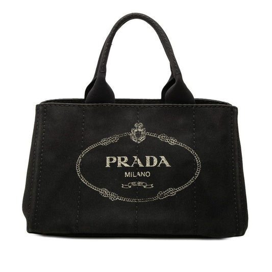 Prada Canapa Tote Black Canvas