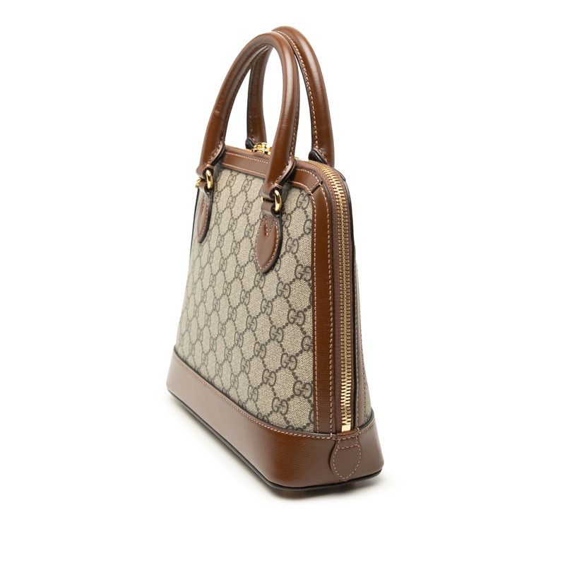 Gucci GG Supreme Horsebit 2-Way Shoulder Bag Beige Brown Leather — view 2