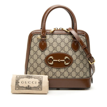Gucci GG Supreme Horsebit 2-Way Shoulder Bag Beige Brown Leather — view 7