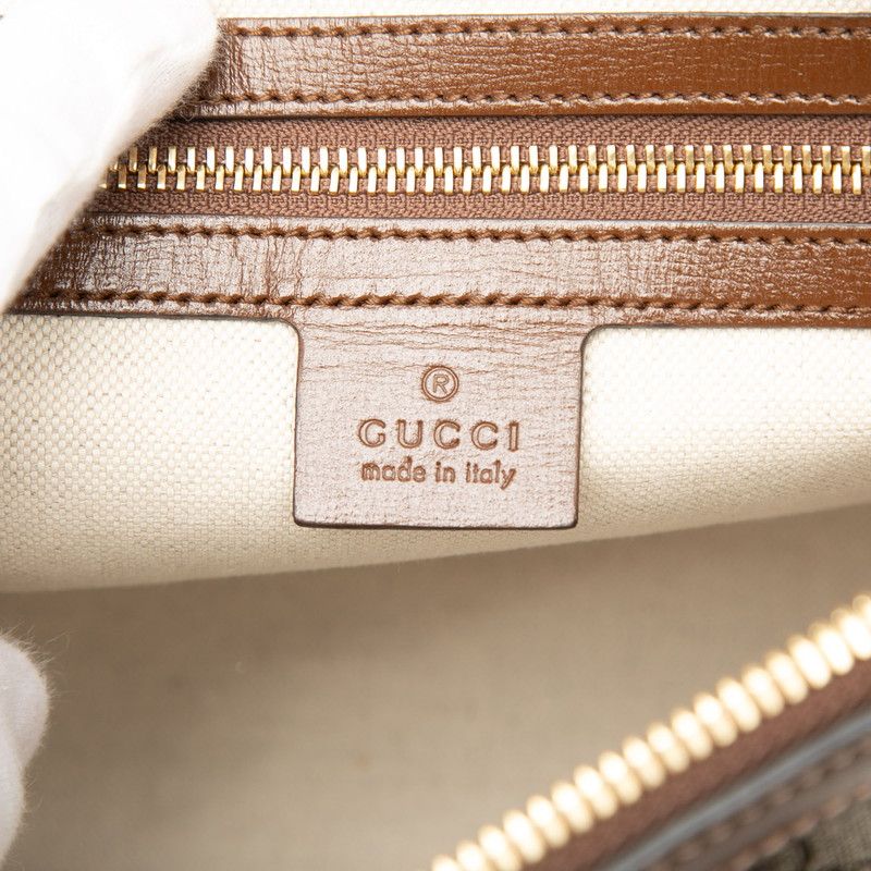 Gucci GG Supreme Horsebit 2-Way Shoulder Bag Beige Brown Leather — view 5
