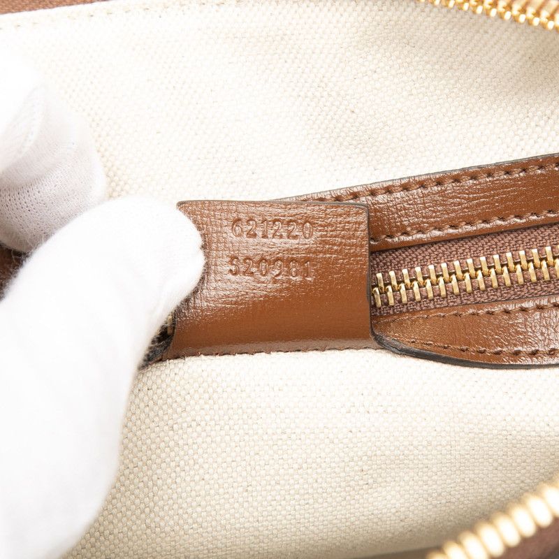 Gucci GG Supreme Horsebit 2-Way Shoulder Bag Beige Brown Leather — view 6