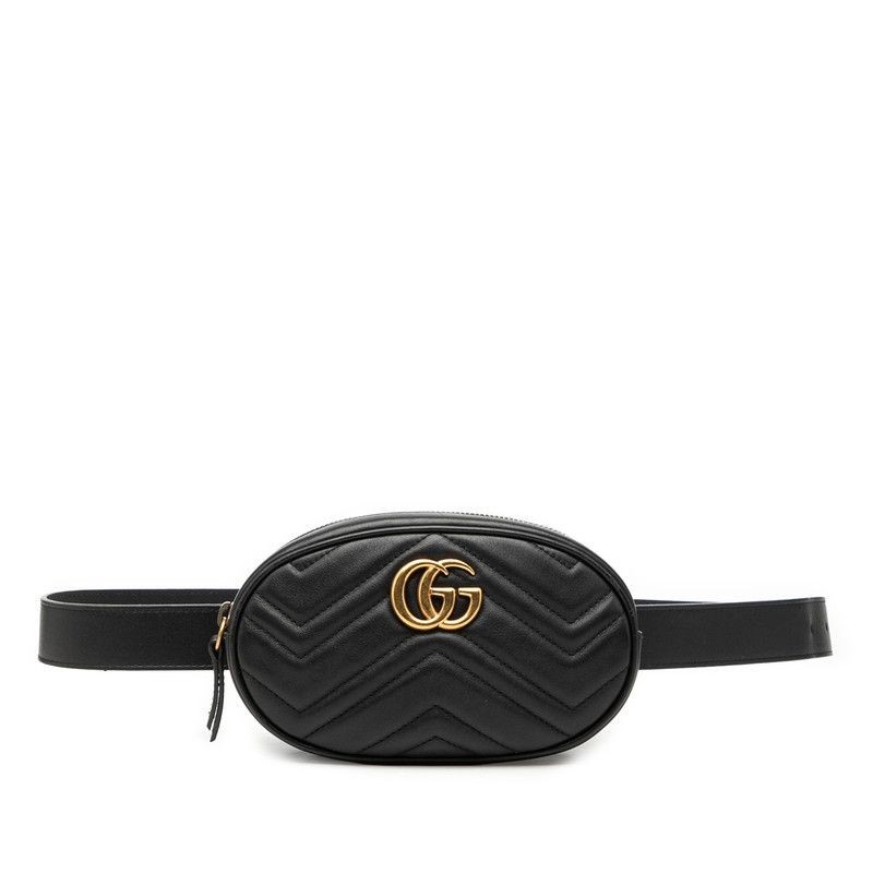 Gucci GG Marmont Quilted Belt Bag Black Leather