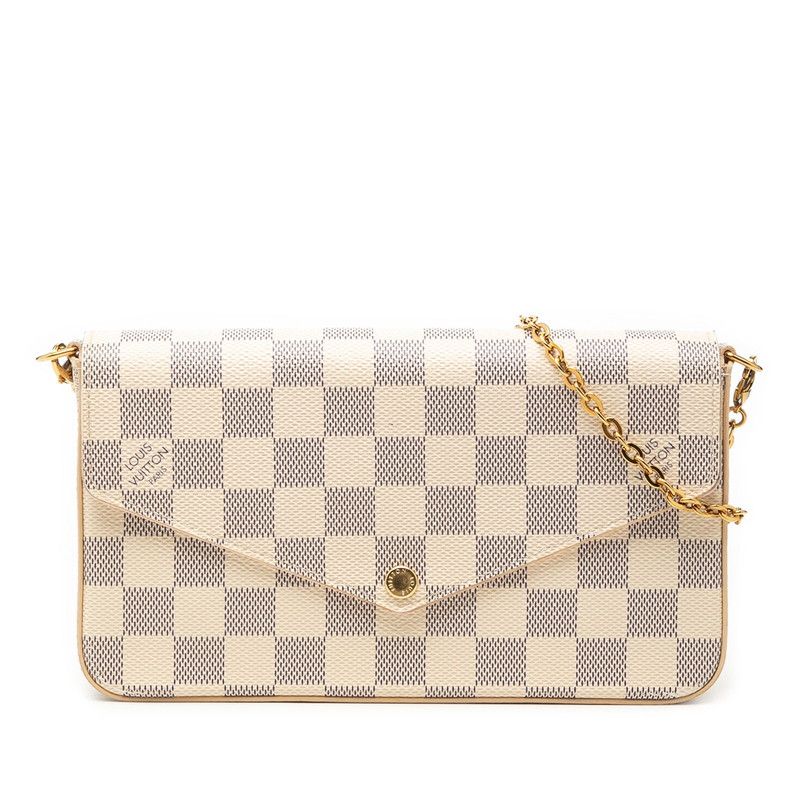 Louis Vuitton Damier Azur Pochette Felicity Chain Wallet Shoulder Bag White