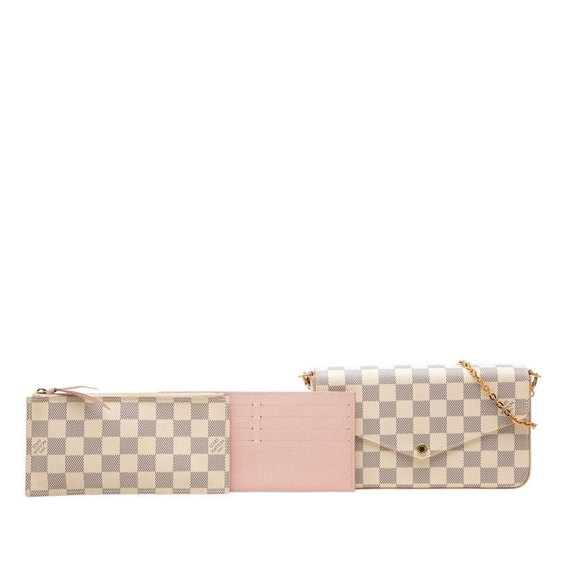 Louis Vuitton Damier Azur Pochette Felicity Chain Wallet Shoulder Bag White — view 7