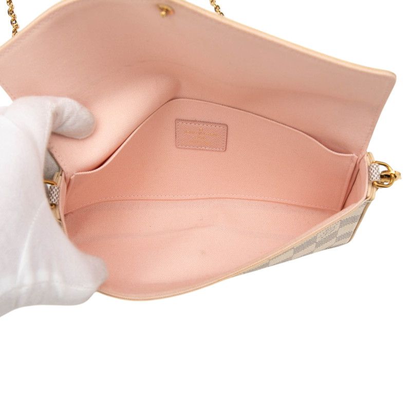 Louis Vuitton Damier Azur Pochette Felicity Chain Wallet Shoulder Bag White — view 4