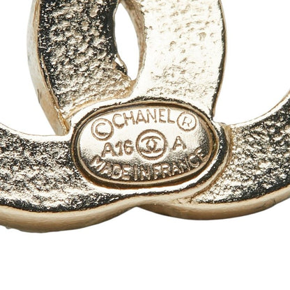 Chanel CC Logo Stud Earrings Single Gold Rhinestone Plated — view 3