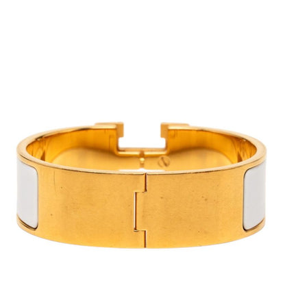 Hermes Clic Clac GM Bracelet Bangle Gold White Plated — view 3
