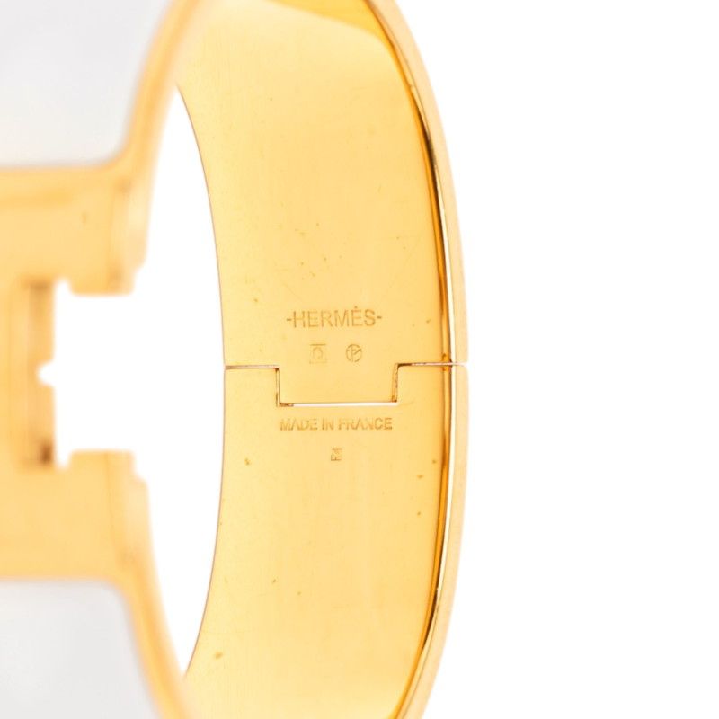 Hermes Clic Clac GM Bracelet Bangle Gold White Plated — view 5