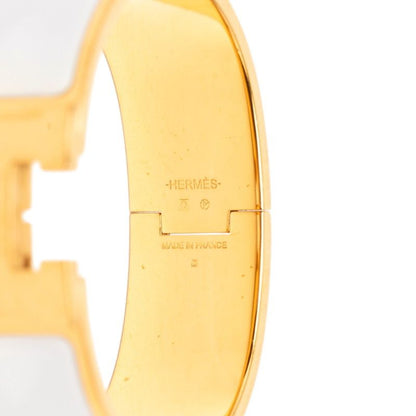 Hermes Clic Clac GM Bracelet Bangle Gold White Plated — view 5