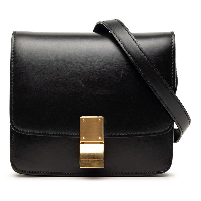 Celine Classic Box Small Shoulder Bag Black Leather