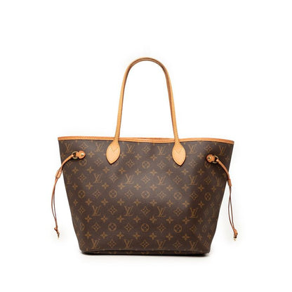 Louis Vuitton Monogram Neverfull MM Shoulder Bag Tote Brown Leather