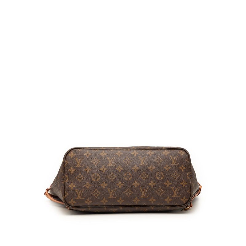 Louis Vuitton Monogram Neverfull MM Shoulder Bag Tote Brown Leather — view 3