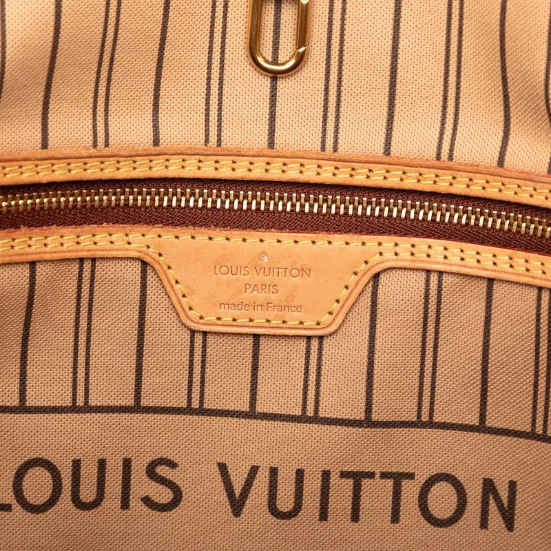 Louis Vuitton Monogram Neverfull MM Shoulder Bag Tote Brown Leather — view 5