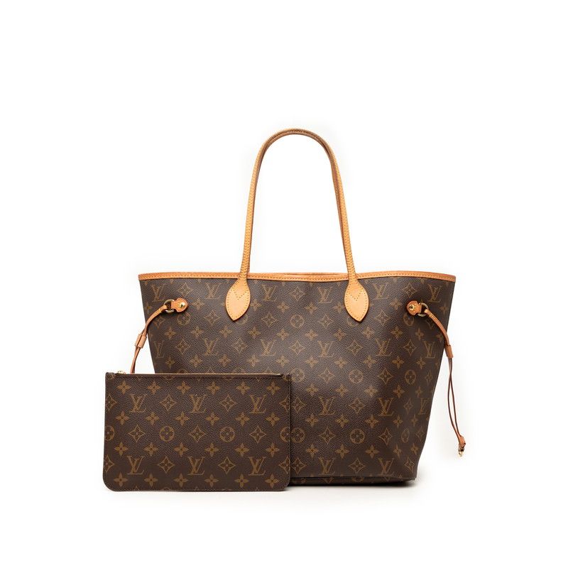 Louis Vuitton Monogram Neverfull MM Shoulder Bag Tote Brown Leather — view 6