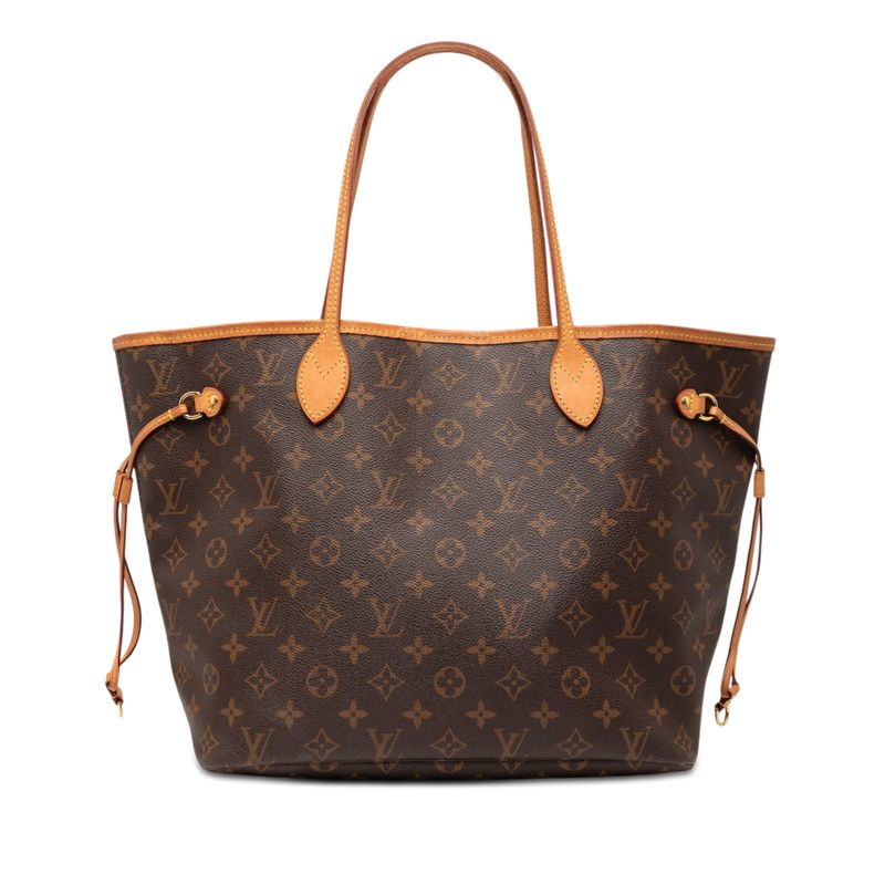 Louis Vuitton Monogram Neverfull MM Tote Shoulder Bag Brown Leather
