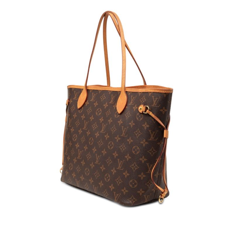 Louis Vuitton Monogram Neverfull MM Tote Shoulder Bag Brown Leather — view 2