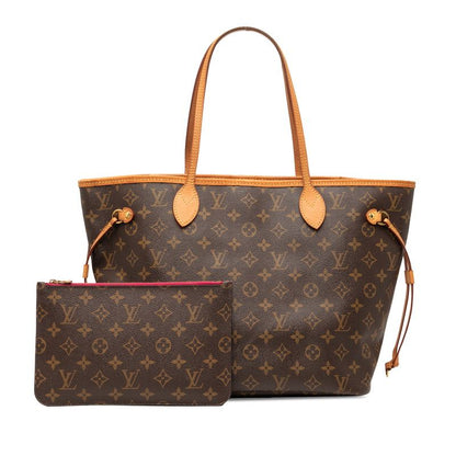 Louis Vuitton Monogram Neverfull MM Tote Shoulder Bag Fuchsia Wine Red Leather — view 7