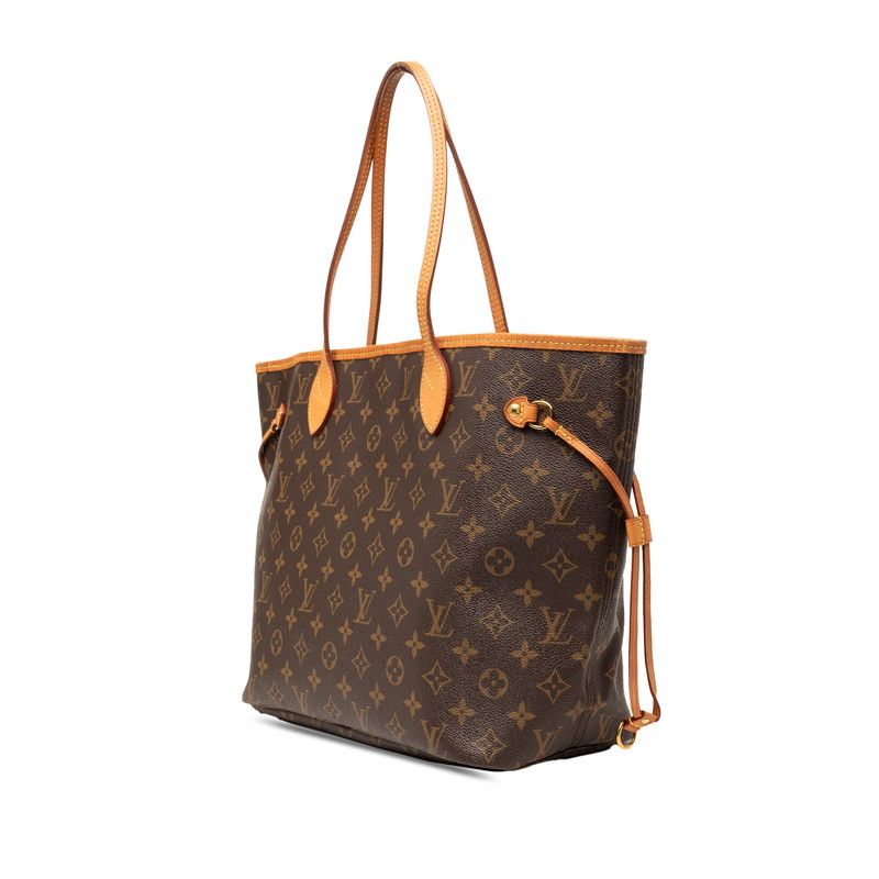 Louis Vuitton Monogram Neverfull MM Tote Shoulder Bag Fuchsia Wine Red Leather — view 2