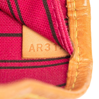 Louis Vuitton Monogram Neverfull MM Tote Shoulder Bag Fuchsia Wine Red Leather — view 6