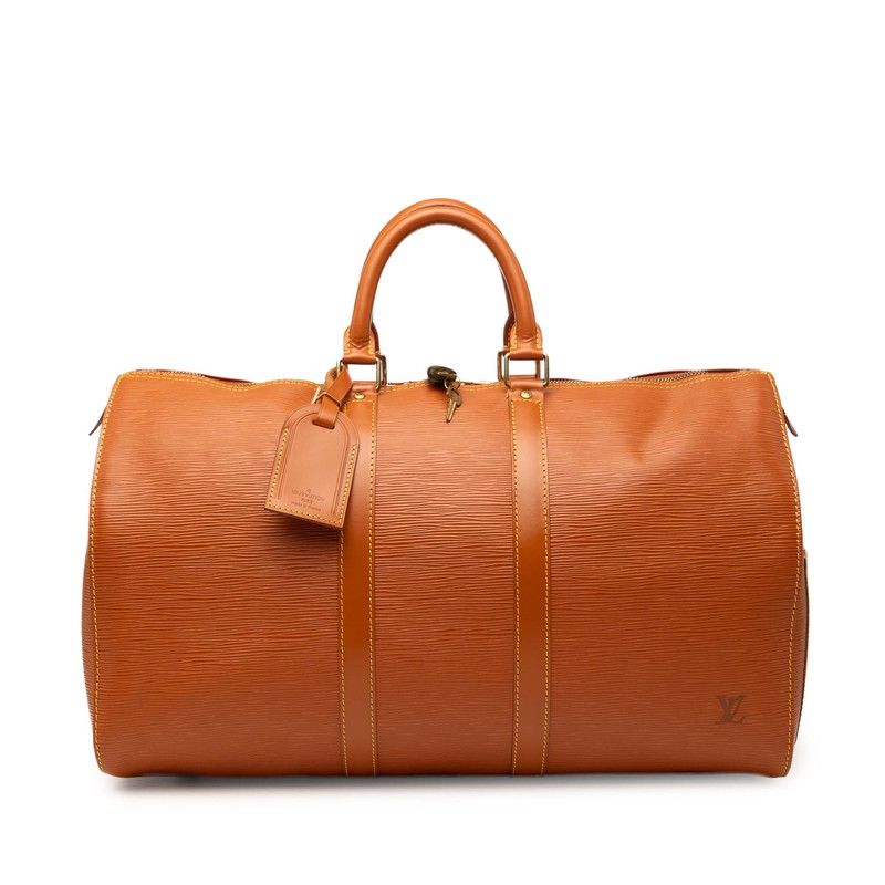 Louis Vuitton Epi Keepall 45 Boston Bag Cipango Gold Brown Leather