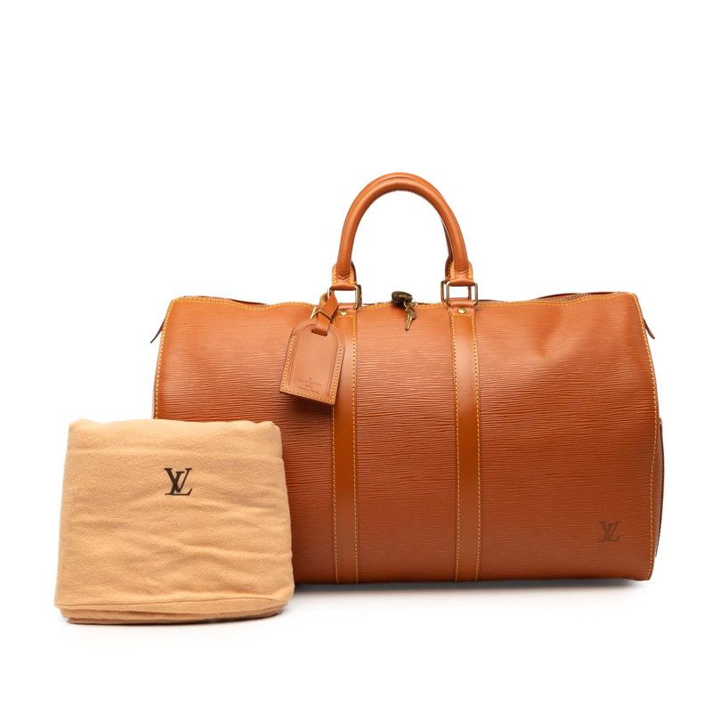 Louis Vuitton Epi Keepall 45 Boston Bag Cipango Gold Brown Leather — view 8