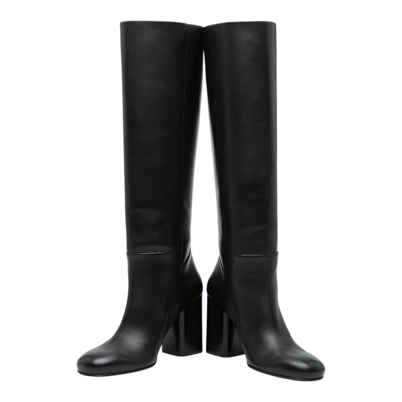 Hermes Ligier 90 Long Boots Heels 36.5 Black Calf — view 4
