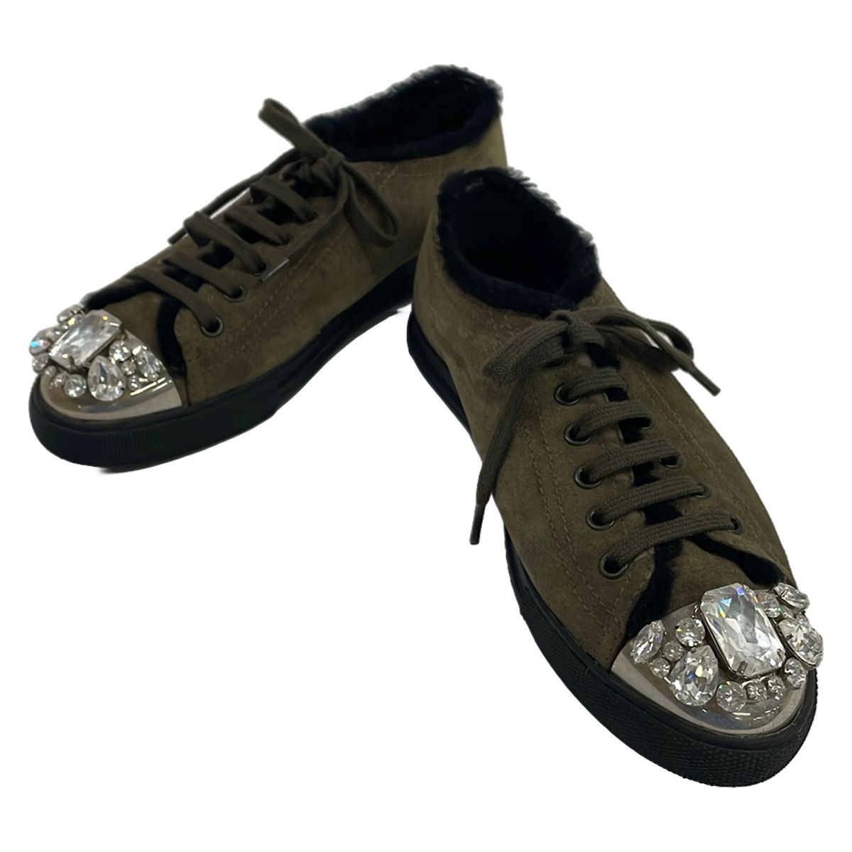 Miu Miu Sneakers 37.5 Khaki Black Visual Shearling — view 2