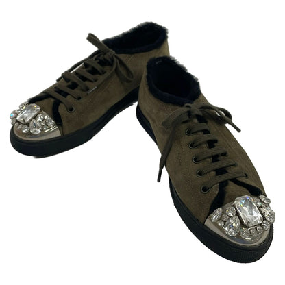 Miu Miu Sneakers 37.5 Khaki Black Visual Shearling — view 2